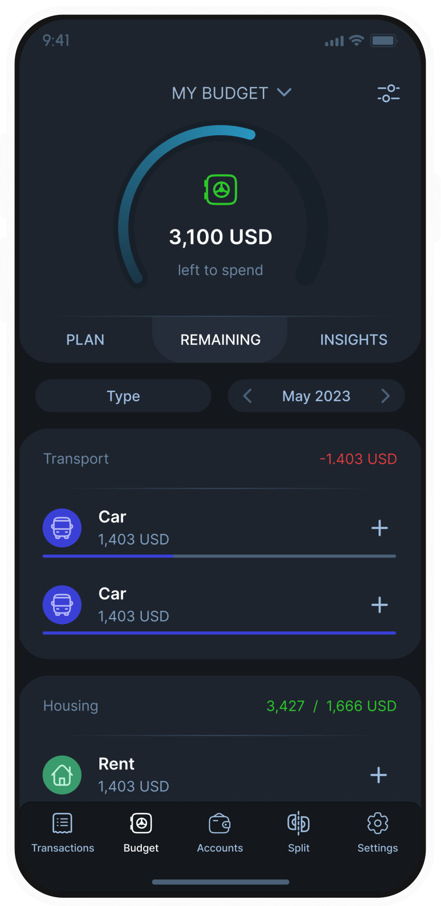 Settlify budget overview